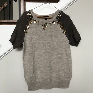 J Crew - Jeweled Neck SS Sweater - S